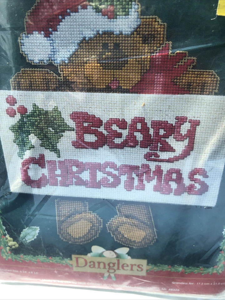 Kit de punto de cruz contado True Color Danglers Beary Navidad nuevo en paquete vintage 1996 Foto 2 de 4