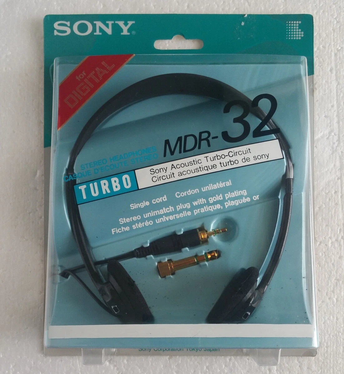 Vintage SONY HEADPHONES MDR 32 STEREO HEADSET TURBO DYNAMIC OLD