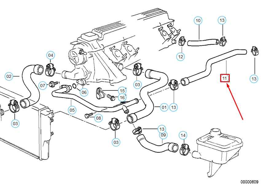 NEW BMW 3 E36 RADIATOR AND ENGINE RETURN HOSE 11532246733 2246733 