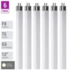 6 Pack F8T5 CW 41K Fluorescent Tube 12" 8W Watt T5 Mini Bi 2-Pin G5 Cool White