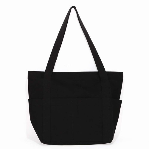 XL Heavy Duty Canvas Grocery Bag Multi Purpose Tote Outer Pockets - Picture 2 of 6
