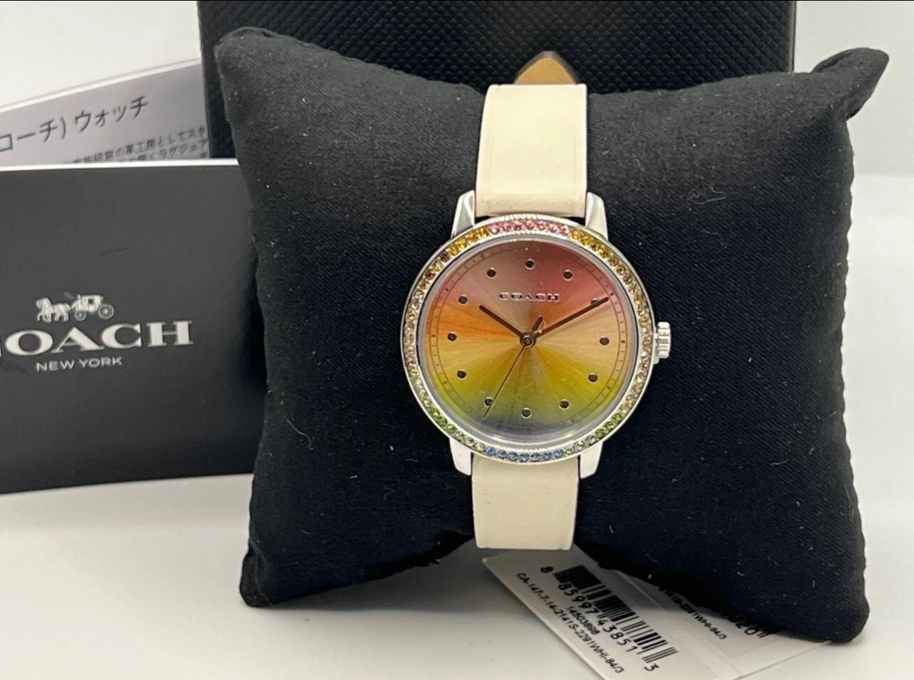 OROLOGIO COACH RARO Ombré Cinturino in Pelle Bianca Nuovo con etichette