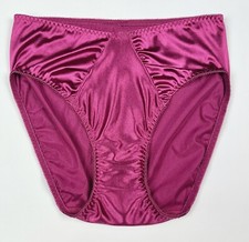 Hi-Cut Satin Panty Ruched Accents Burgundy 2XL