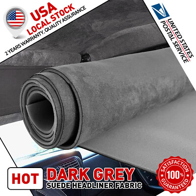 New Headliner Fabric Foam Backed Roof Lining Suede Dark Gray