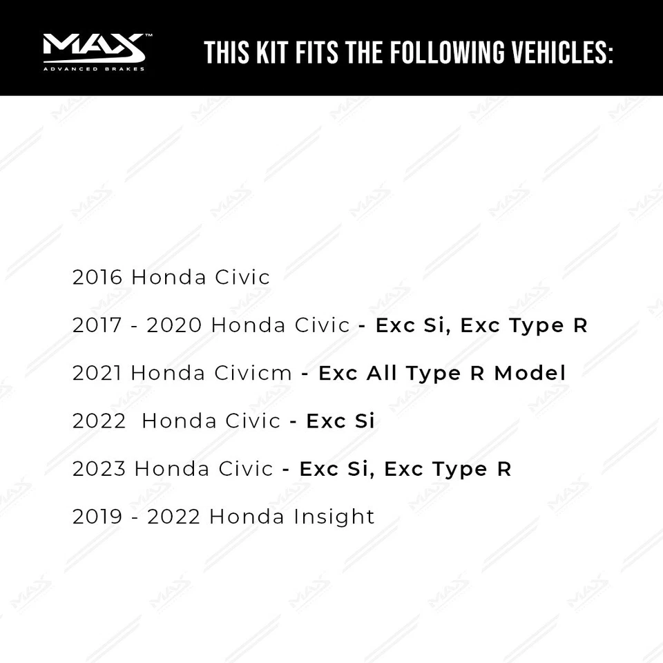 Rear Brake Rotors + Ceramic Pads for 2016 2017 2018-2023 Honda Civic Insight - Image 2 of 4