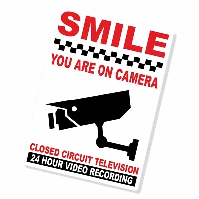 PLATINUM PLACE 1 x CCTV Smile You Are On Camera Sign 24hr Recording Stickers Warning Security
