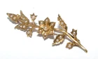Ladies/womens 15ct yellow gold antique flower stem brooch set with seed pearls