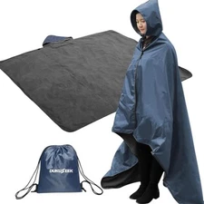 Hooded Camping Blanket, 79x56'' Waterproof Windproof Outdoor Fleece Blanket