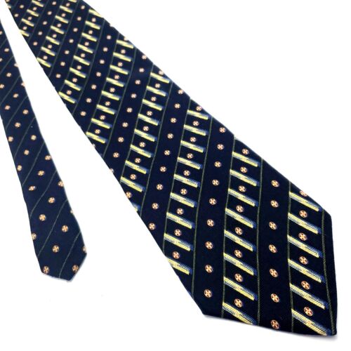 Nautica Black Silk Tie Woven Short Wide Check Striped