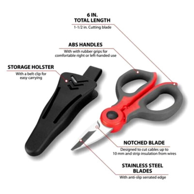 Wilmar Performance Tool 20247 Multi-Purpose Utility Scissors with holster