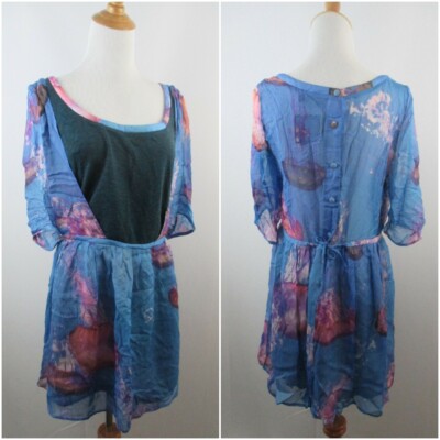 HEIMSTONE Echo Winter Coll Womens sz 36 Belted Button 100% Silk Printed Dress