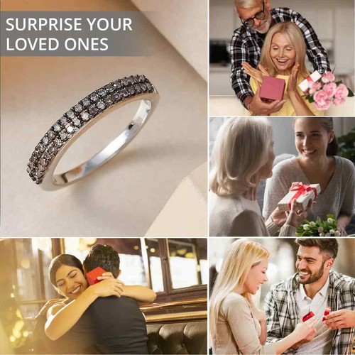 0.25ctw Double Row Red Diamond Band Ring Black Rhodium & Platinum Plated Size 5 - Picture 4 of 6