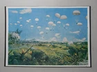 RARE MILITARY PRINT-PARAS DESCEND ON PALEMBANG -BY WW2 OFFICIAL JAPANESE ARTIST
