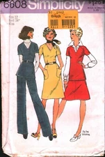 6608 Vintage Simplicity SEWING Pattern Misses Dress Top Skirt Pants UNCUT OOP 12