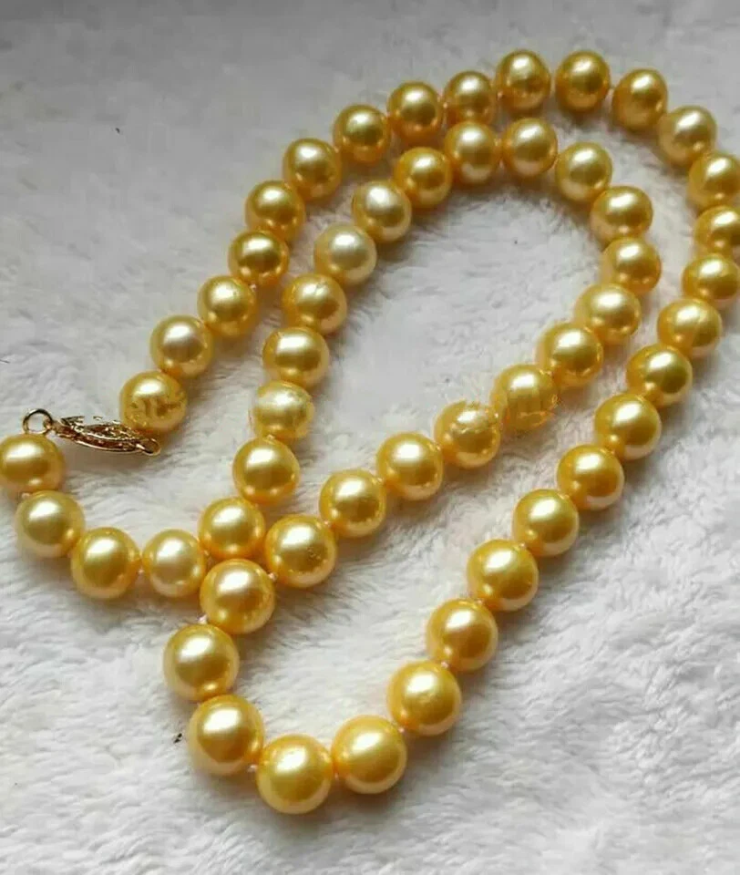 Amazing AAAA+8-9mm Natural South Sea Gold Pearl Necklace 16/36inch 14k - Image 2 of 4