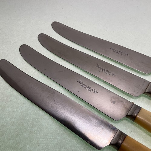 Bakelite Dinner Knives Vintage Robeson Shur Edge USA - Stainless Set of 4 - Picture 4 of 8