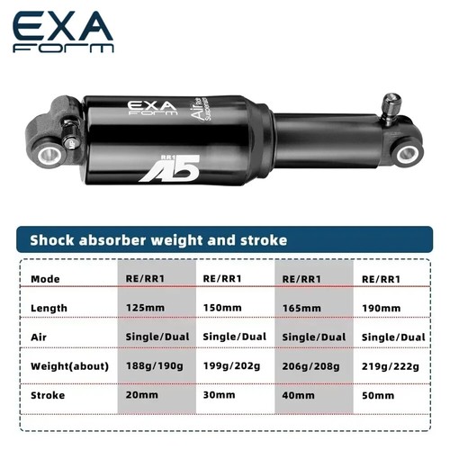 Mountain Bike 125 150 165 190mm Double Air Chamber Pressure Rear Shock Absorber - Picture 2 of 27