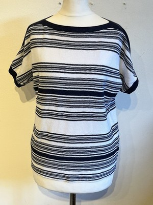 LAUREN RALPH LAUREN Pullover Leinenmischung U-Boot-Ausschnitt gestreift XS maritim coastal