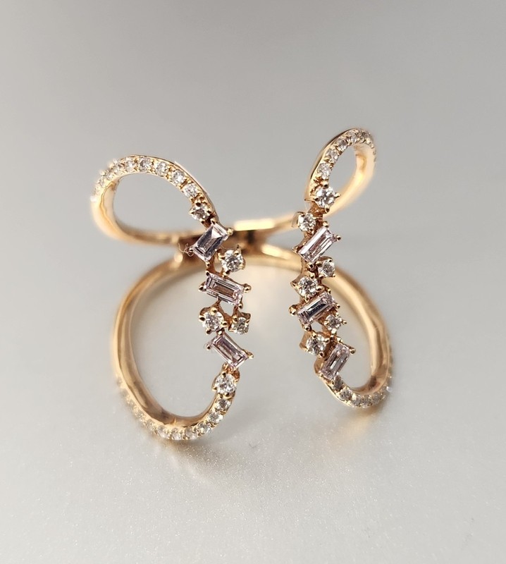 18k Rose Gold Diamond Cigar Band Ring