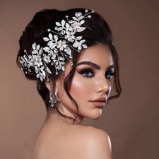 Bridal Hair Comb, Gold Color Leaf Crystal Rhinestone Wedding Hair Accessory, ...