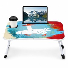 23.6" Foldable Lap Desk For Laptop Cup Holder Tablet Slot Bed Tray Table