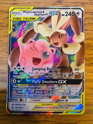 Mega Lopunny & Jigglypuff GX (165/236) Cosmic Eclipse Tag Team Holo Pokemon Karte