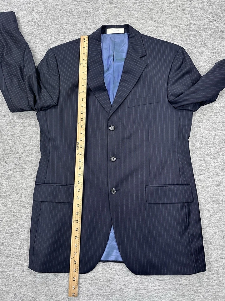 John W Nordstrom Loro Piana Traje Chaqueta Pantalones Hombres 42L 36 Azul Rayas Lana Blazer Foto 3 de 4