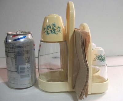 Gemco Corelle English Ivy Napkin Sugar S & P Shakers w CADDY Taiwan   Rare