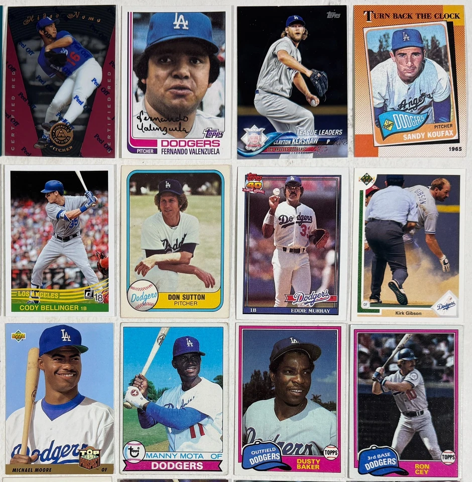 Los Angeles Dodgers Baseball Cards 1970s - 2000s Topps, Fleer, Donruss Lot of 59 - Image 3 of 4