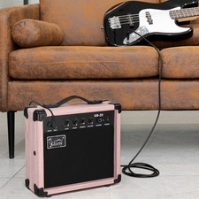 Glarry Wood-Based Panel Bass Amplifier Portable 20 Watts Electric AMP Natural