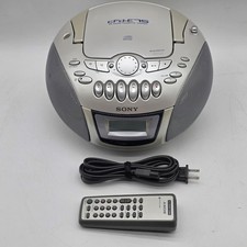 Sony CFD-E75 Portable Boombox CD Radio Cassette Silver Cd Player Tested/Works