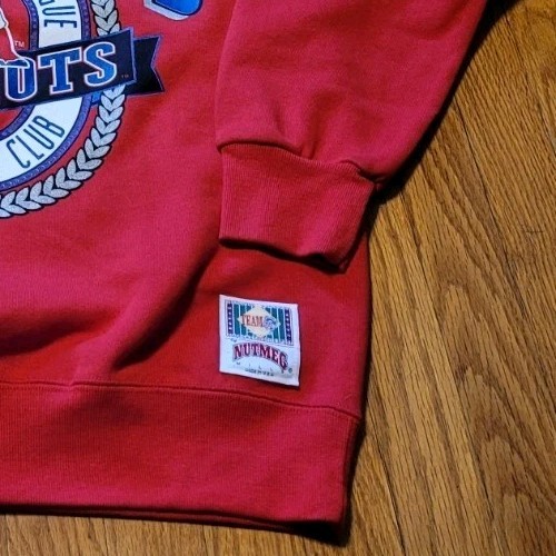 Vtg NWT NFL New England Patriots Nutmeg Mills Crewneck Sweatshirt Red Sz. Lg USA - Picture 6 of 14