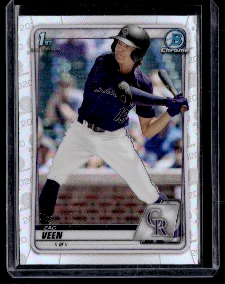ZAC VEEN 2020 BOWMAN DRAFT CHROME REFRACTOR COLORADO ROCKIES #BD-107 1ST BOWMAN