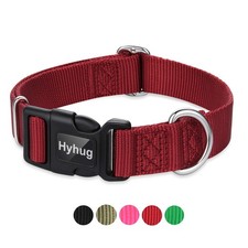 Hyhug Dog Collar for Large Dogs, Heavy Duty Red Quick Release Nylon Buckle C...