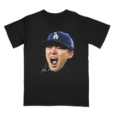 Dodgers Yamamoto #18 Crewneck T-Shirt, Back 2 Back Champions Unisex T-shirt