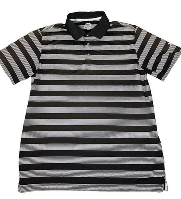 Slazenger Golf Men's L Black/White/Gray Striped Breathable Polo Short Sleeve