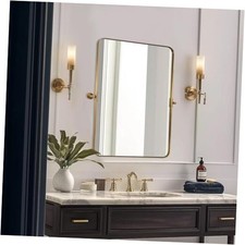 22"x34" Pivot Mirror for Bathroom, Brass Metal Frame 34"L x 22"W Brushed Gold