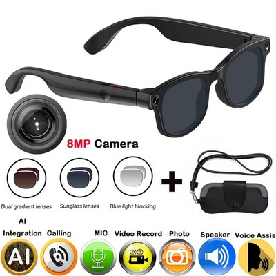 AI Smart Glasses with Camera, 1080P HD Video Recording Glasses, Real-Time