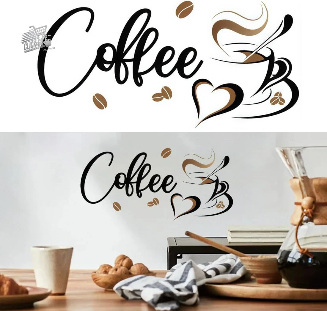 Adesivo Murale INDIGOS Delizioso Caffè 78x60 Cm – Decorazione Da Parete Rimovibile Per Cucina E Soggiorno, Colore Bianco