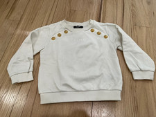 Balmain kids white button-embellished cotton logo sweatshirt size 4A