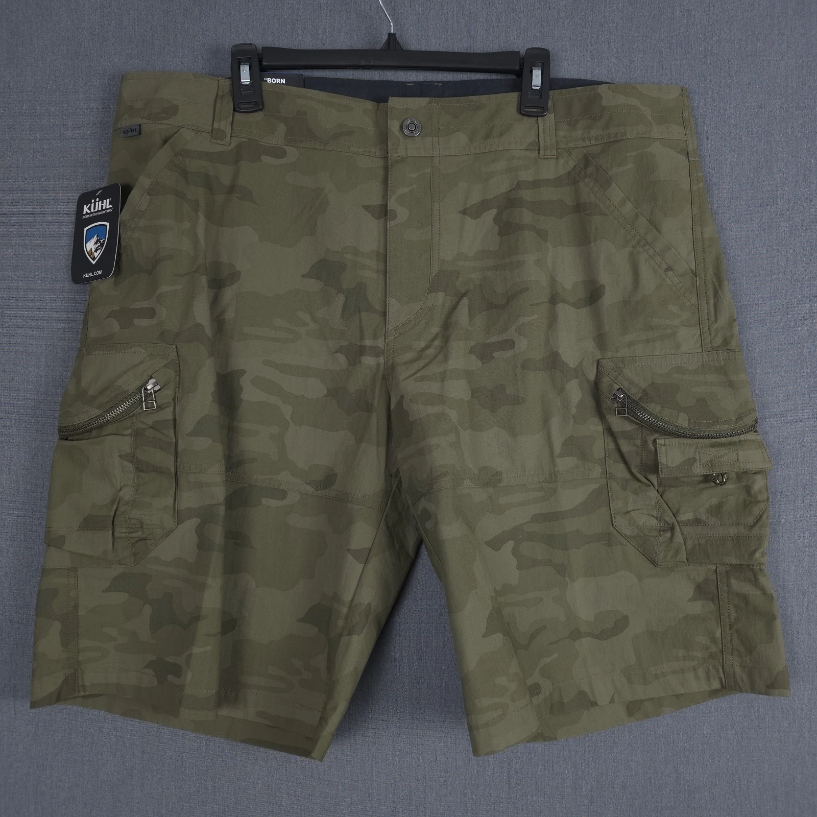 Kuhl Ambush Cargo Shorts Mens 42 Green Camo 10" Outdoor Hiking Tactical UPF 50