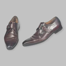 Magnanni  Burgundy Single Monk Strap Dress Shoes 18824 Mens Size 9.5 M Spain