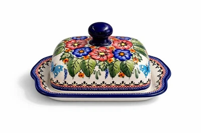 Bunzlauer Keramik Butterdose Butterglocke eckig für 1 Stück Butter Dekor ART-149 - Bild 1 von 4