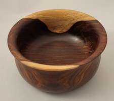 Vintage Hand Turned Black Walnut Wood Bowl