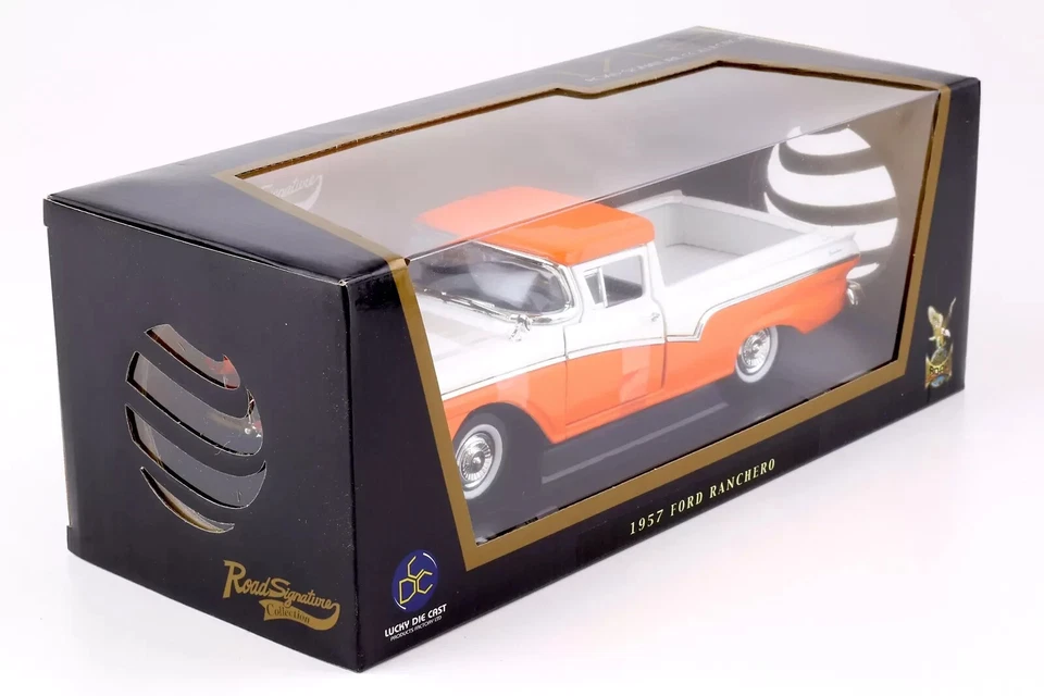 ROAD SIGNATURE COLLECTION 1:18 AUTO FORD RANCHERO 1957 BIANCO ARANCIONE   92208 - Immagine 3 di 3