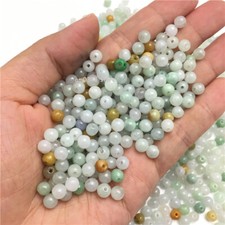 100PCS Natural Grade A Jade Jadeite Three Color Loose Bead 5.5-6mm Accessory