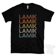 LAMIK REPEATED RETRO STYLE T-SHIRT mens & womens novelty cool name gift