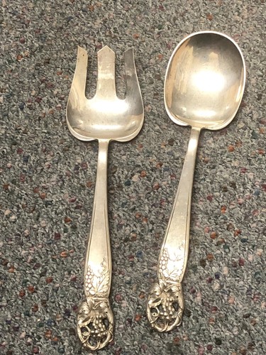 HEAVY GORHAM BLACK STARR & FROST REPOUSSE SALAD SERVING SET