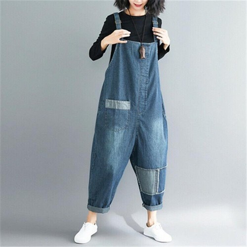Women Oversized Suspender Pants Jumpsuit Jeans Bib Overalls Baggy Romper Casual - Bild 2 von 10