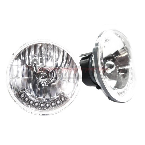 Par de faros de 7" con señal de giro LED ámbar integrada redonda transparente SBCBBC - Imagen 3 de 3